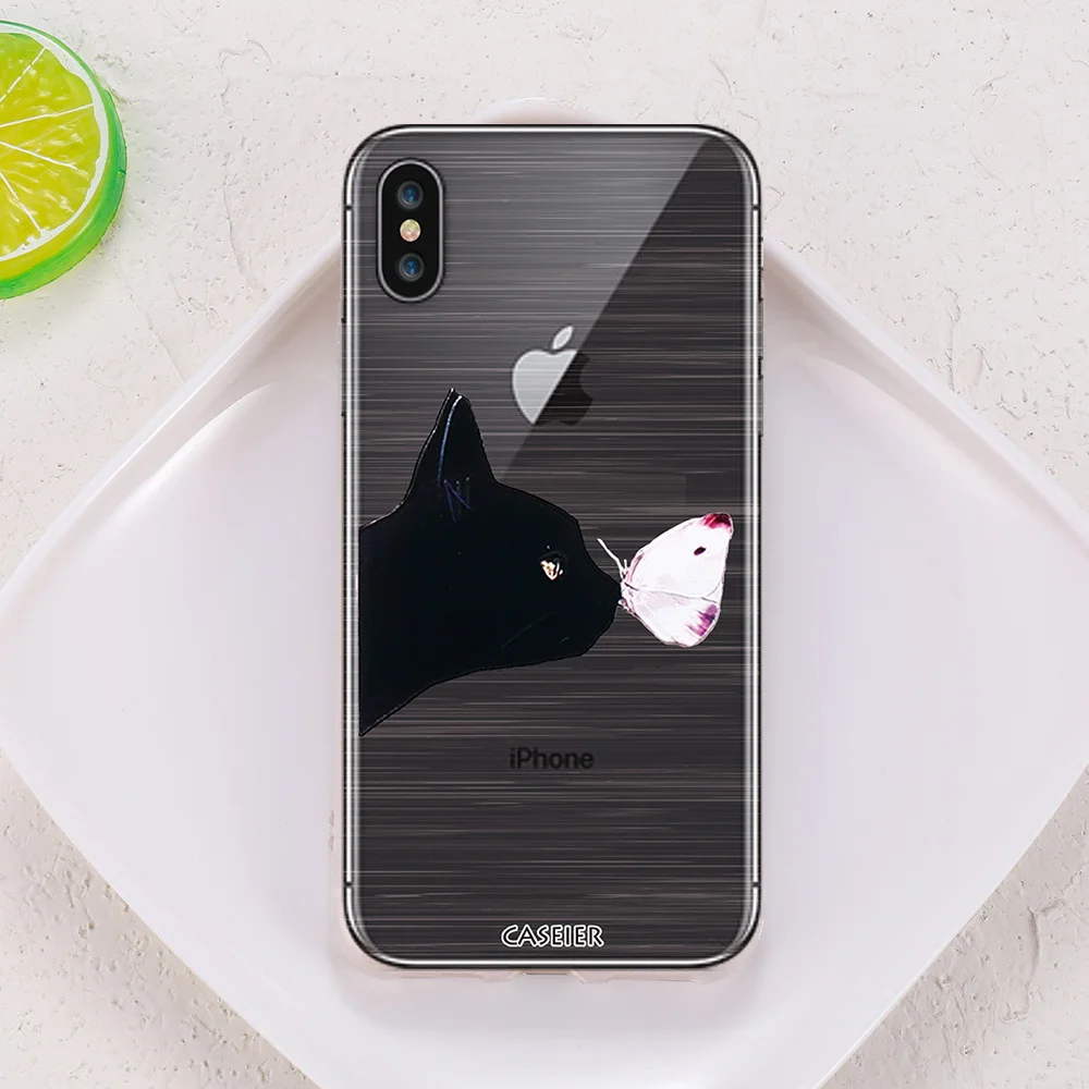Чехол для телефона CASEIER с тиснением и милым котом iPhone X 6s 7 8 Plus мягкие силиконовые
