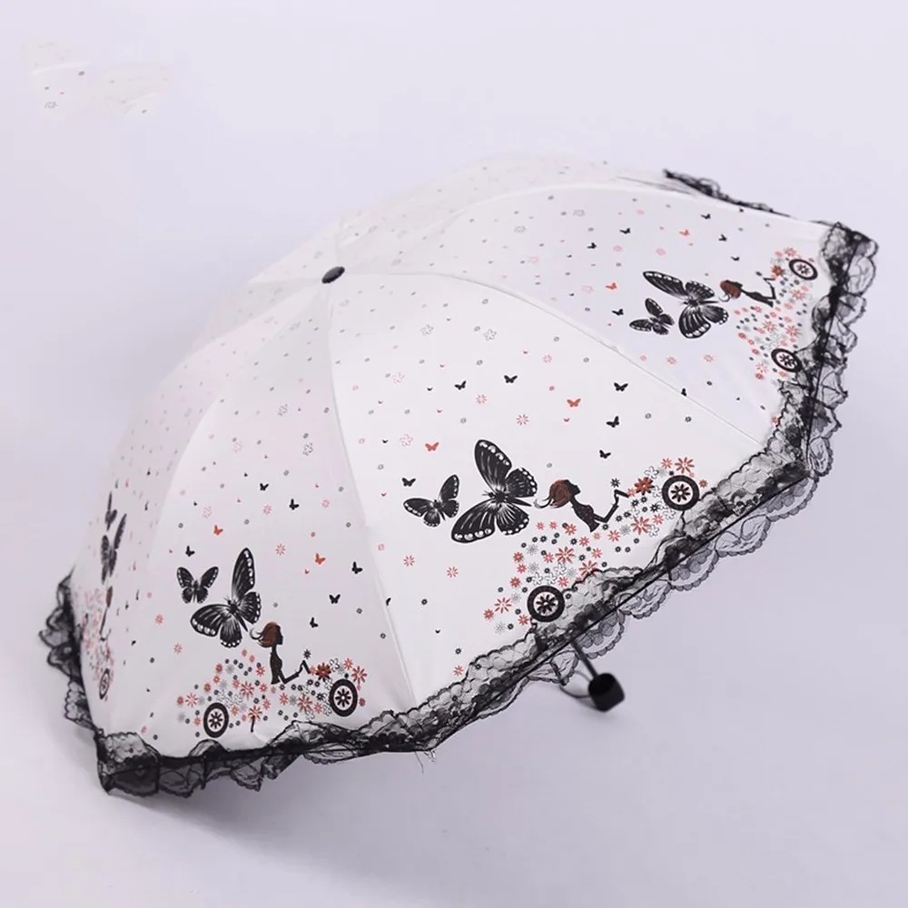 Car Beauty Butterfly Fly Defence Ultraviolet Rays Too Parasol Fold Black Rubber Umbrella JJ-YS60 | Дом и сад