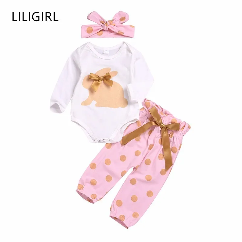 LILIGIRL/комплекты одежды для маленьких девочек новые детские топы с кроликом из