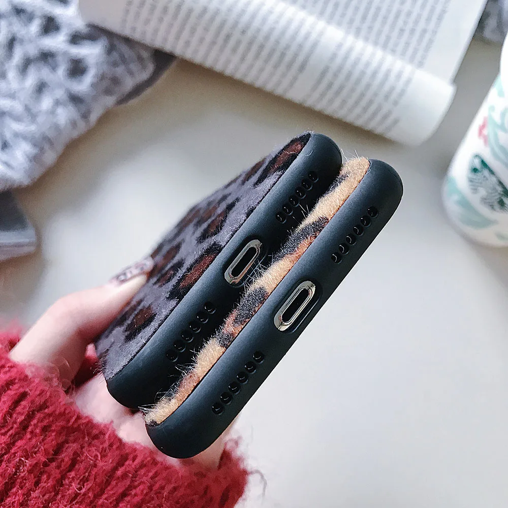 KISSCASE модный Леопардовый Меховой чехол для телефона iPhone X XR XS MAX противоударный