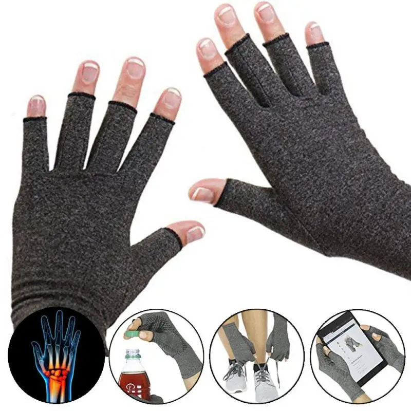 1 Pair Massage Compression Glove Carpal Tunnel Wrist Support Arthritis Therapy Pain Relief Fingerless Gloves U3 |