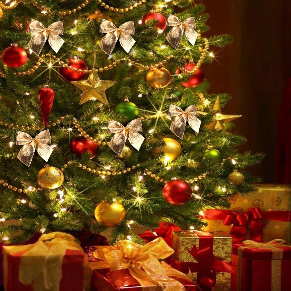 12 шт. красивый бант Рождественский орнамент Новогодняя елка фестивальные
