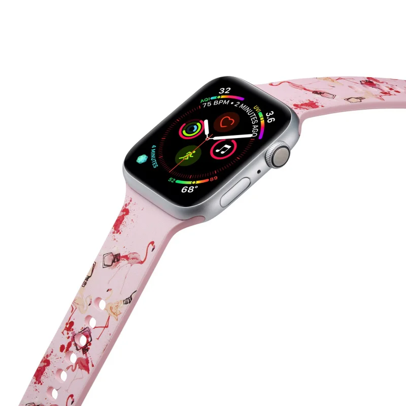 Ремешок силиконовый спортивный для Apple Watch 5 4 3 2 1 мягкий мультяшный браслет с