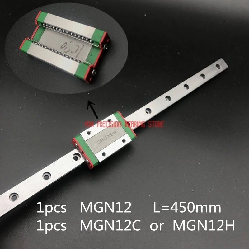 

2021 Real AXK Cnc Router Parts 12mm Linear Guide Mgn12 L= 450mm Rail Way + Mgn12c Or Mgn12h Long Carriage For Cnc X Y Z Axis