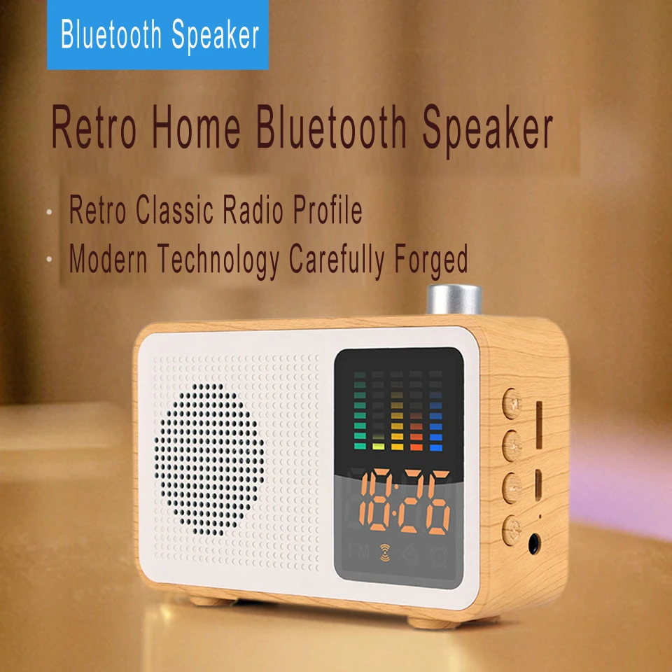Ретро деревянный Bluetooth fm-радио динамик HIFI беспроводной громкоговоритель 3D