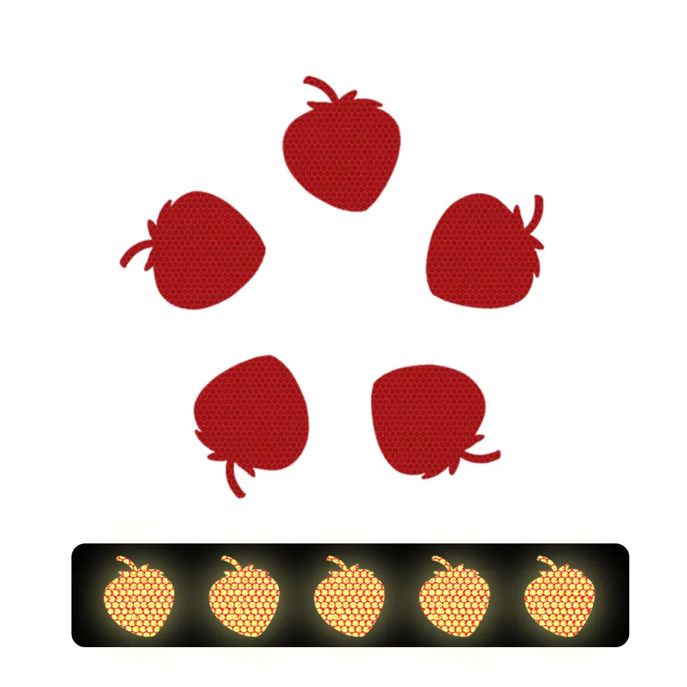 

Cartoon Strawberry Car Sticker Safety Reflective Warning Stickers Motorcycle Bicycle DIY Decoration Decals Waterproof Tags 10Pcs