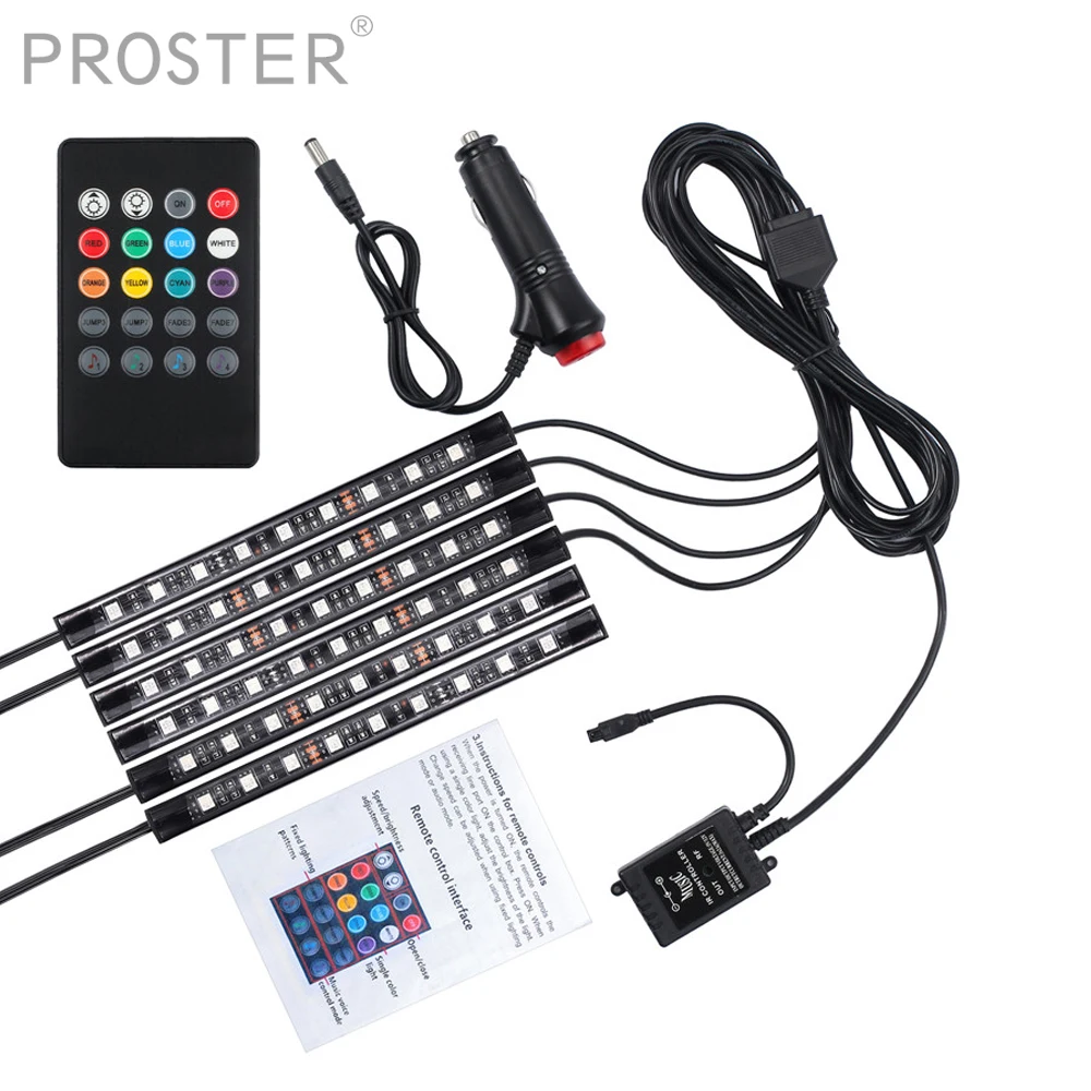 

Комплект беспроводных RGB подсветки для салона автомобиля, 12 В, 6 шт.