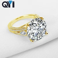 qyi 12 9 ct 14k solid yellow gold rings round cut sona simulated diamond engagement ring for wedding