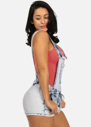 

2019 New Women Lady Sexy HotSummerHigh Waist Removable Strap Denim Overall Shorts Jeans Plus Size Drop shipping