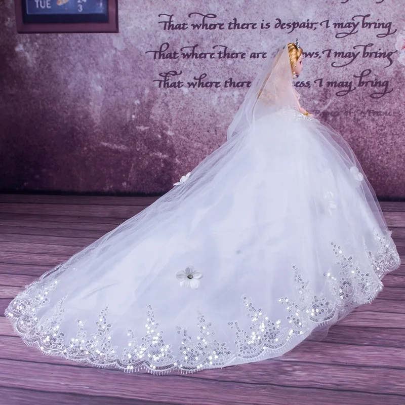 Свадебная кукла Sequin Princess-Gift 3D Eyes замужем Невеста украшения большой хвост тряска