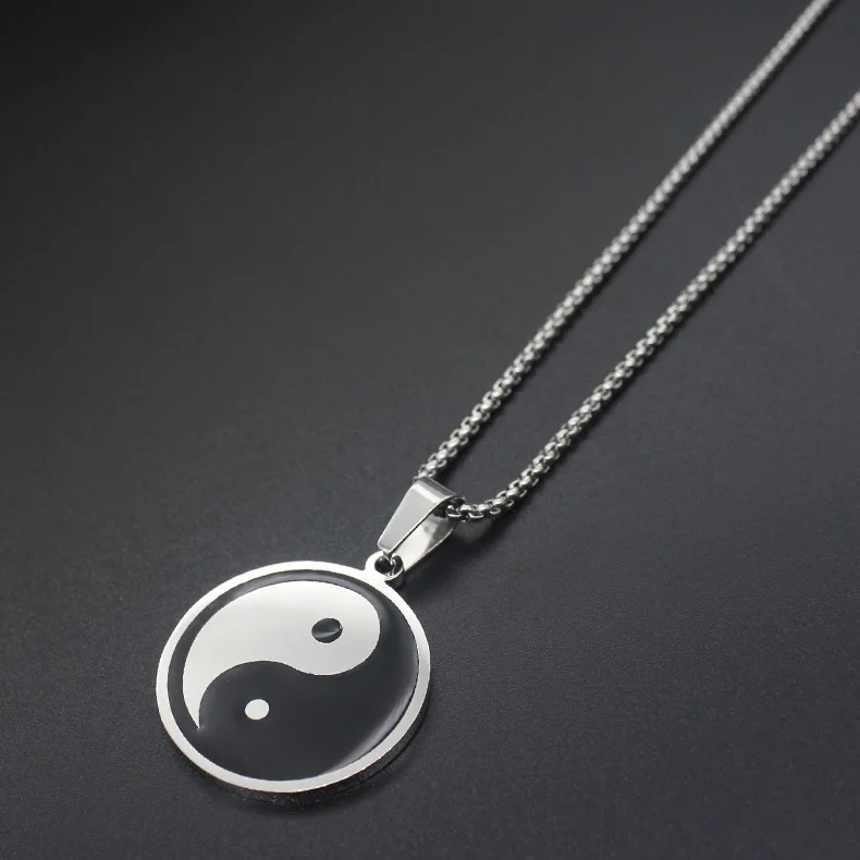 Женский и мужской винтажный амулет Yin Yang Bagua Taichi черно белая Подвеска из