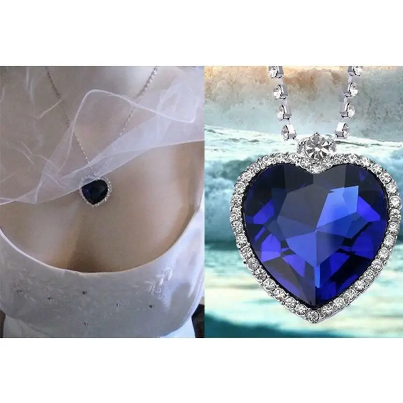 Популярное ожерелье из фильма Сердце океана с синим кристаллом цепочка Ожерелье