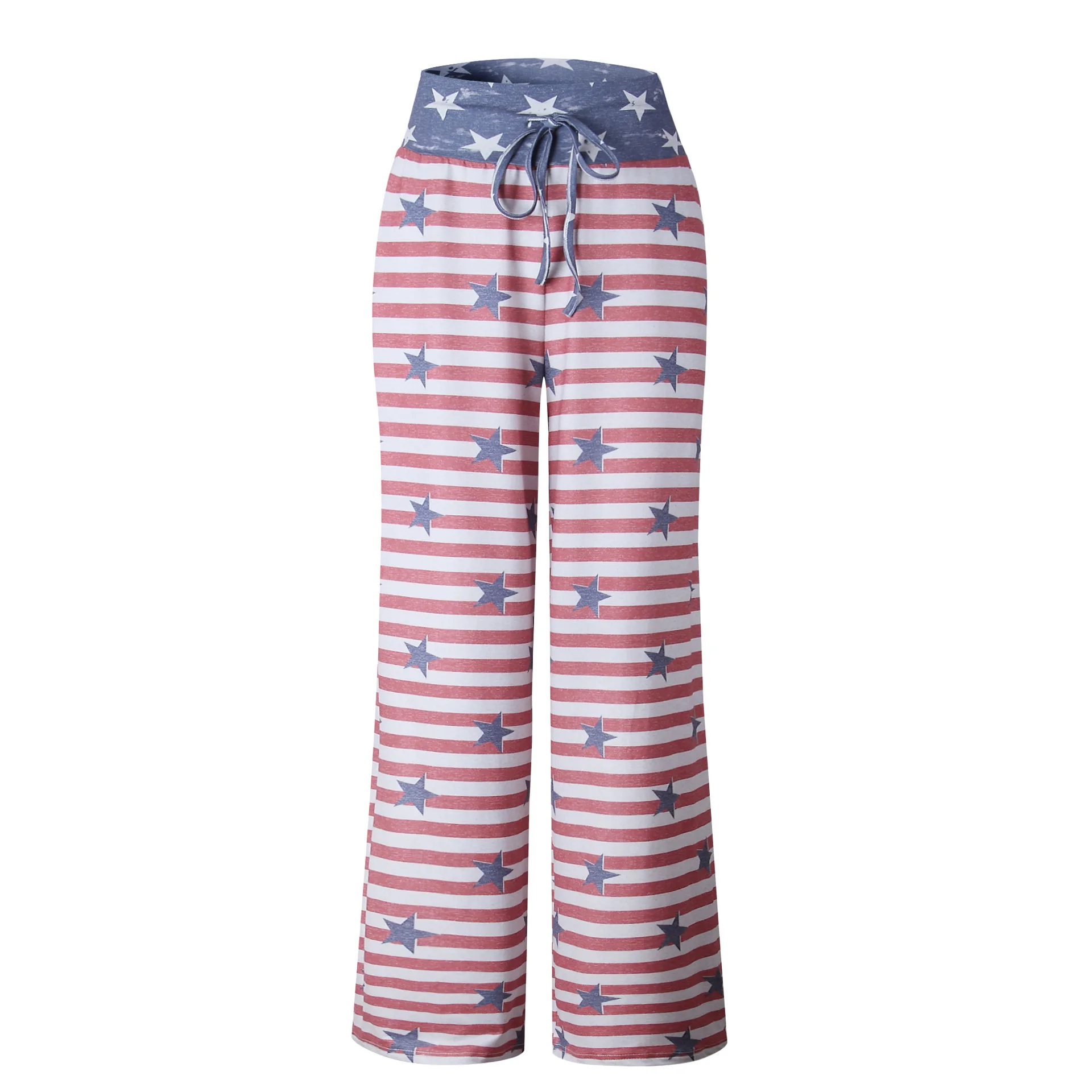 

XUANSHOW Women Wide Leg Pants Strap Casual Trousers Fashion Loose Digital Print Pantalon Femme