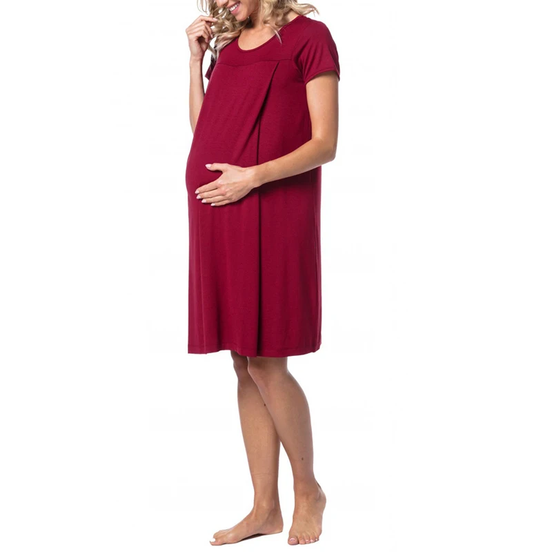 Casual pregnant women breastfeeding dress clothes solid ladies feeding women's dresses home service | Мать и ребенок