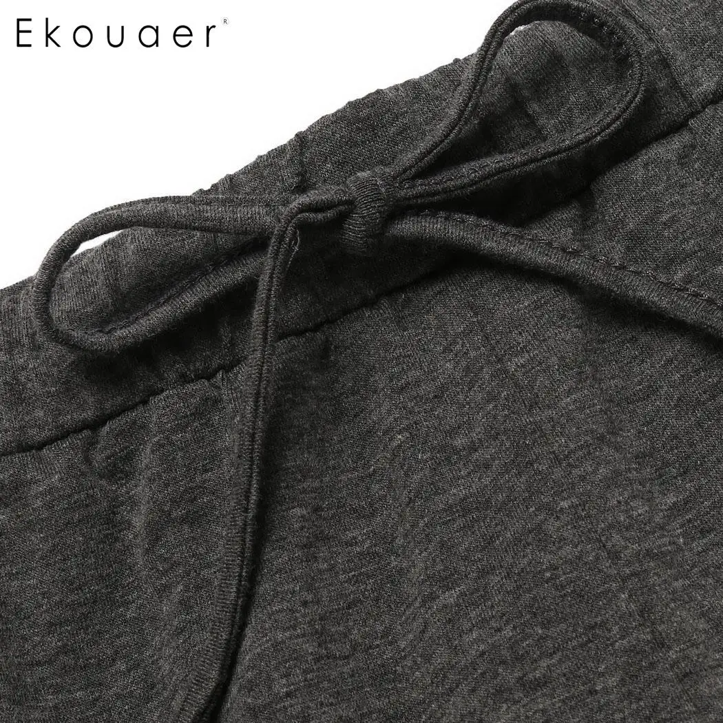 Пижама Ekouaer женская с коротким рукавом и длинным карманом|Комплекты пижам| |