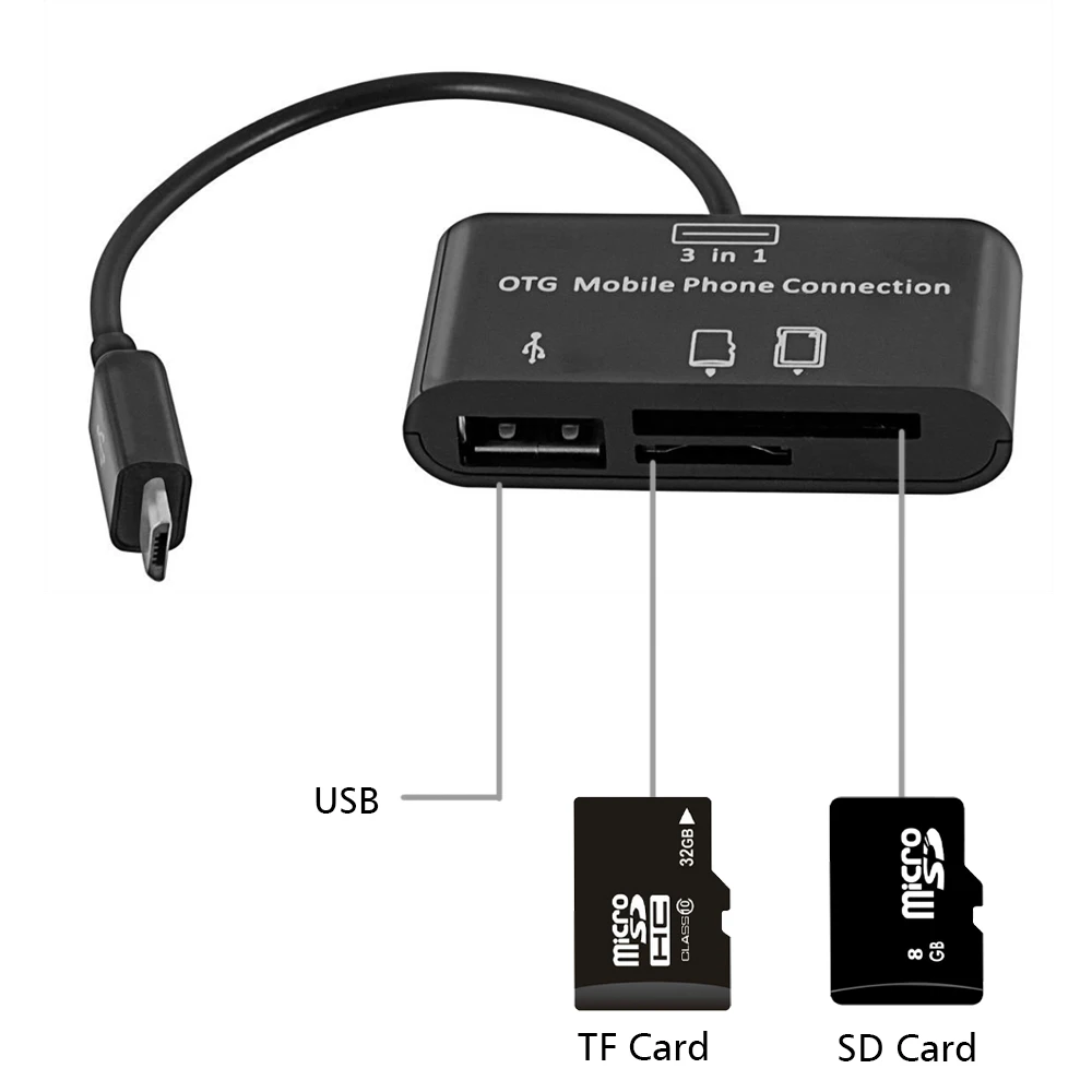 VONETS-Hub Micro USB 3 en 1, Adaptador de conexión con Cable, tarjeta...