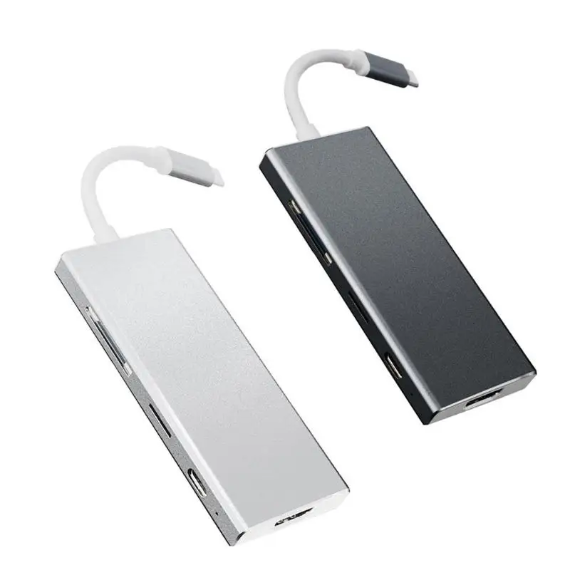 7 портов type-C концентратор для USB 3 0 HDMI TF SD Card Reader PD адаптер провода | Компьютеры и