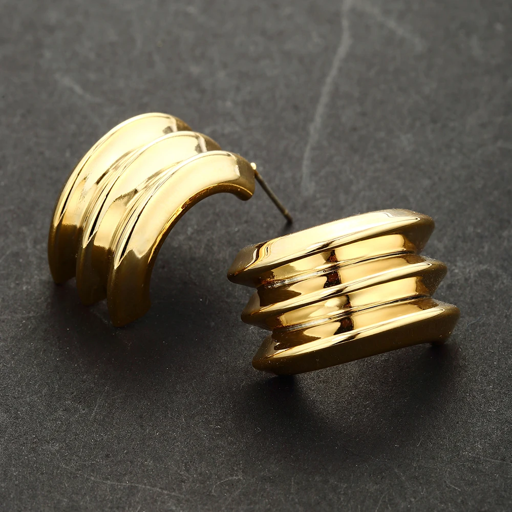 1 Pair Stud Earrings Simple Classic Geometric Punk Brincos for Women Hot Selling Style Copper Metal New Jewelry | Украшения и