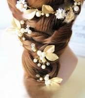 bridal pearl leaves hairdbands earring sets women hair pins head ornament wedding hair accessories