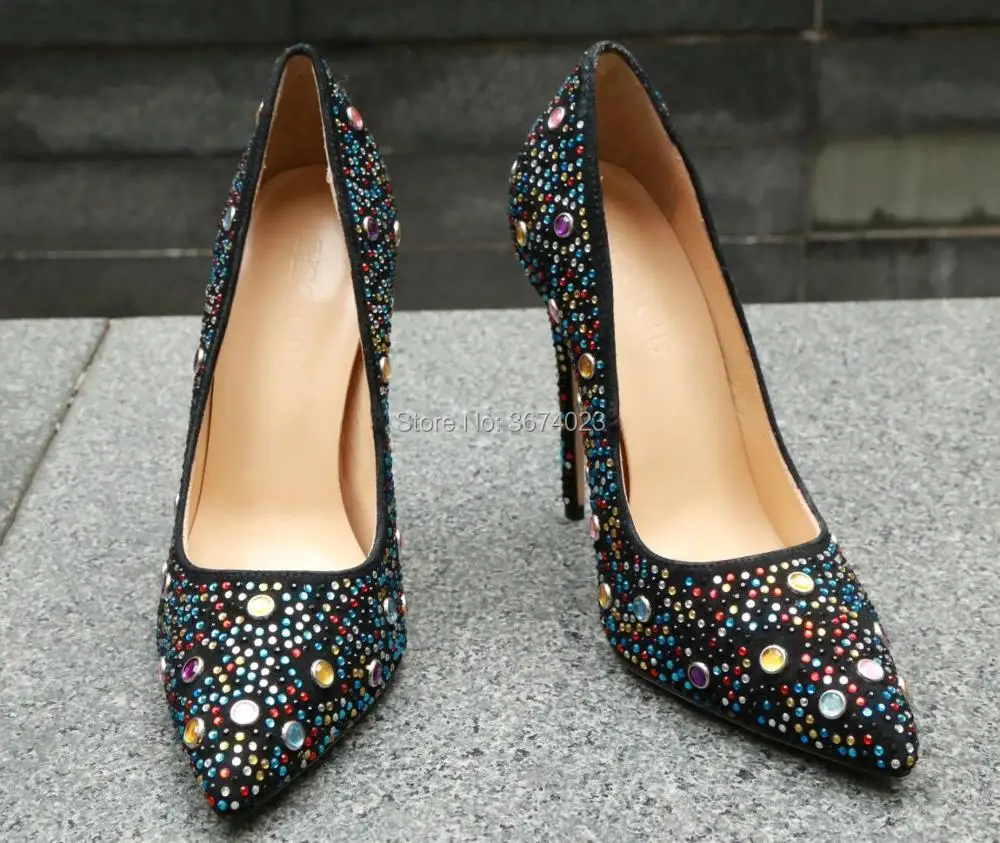 Qianruiti sapato feminino роскошные женские Разноцветные кристаллы Туфли-лодочки