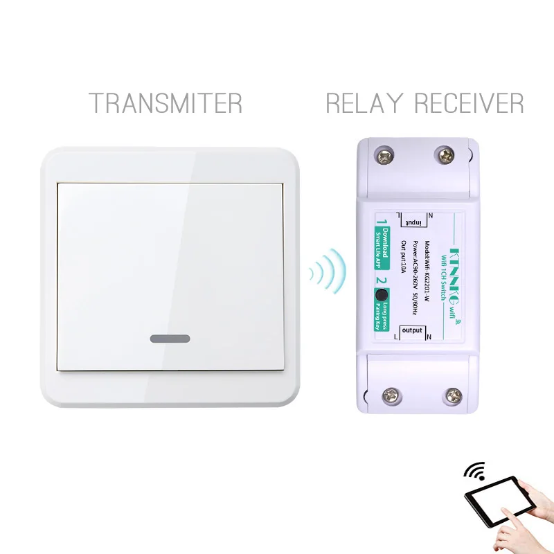433 МГц туя APP Wifi Remote реле Модуль 220 V 1 Gang Беспроводной умный дом лампы голос