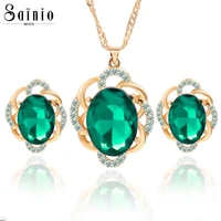 elegant luxury cubic zircon jewelry sets for women austrian crystal pendant necklace earring set fashion wedding bridal jewelry