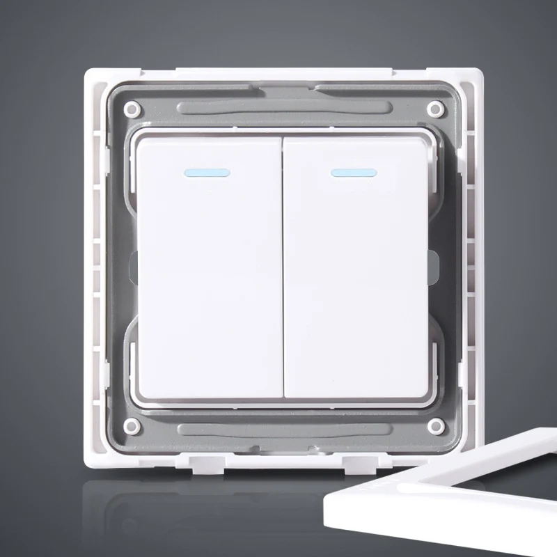 Китайский настенный выключатель NEW7L белый стальной кронштейн розетка две панели