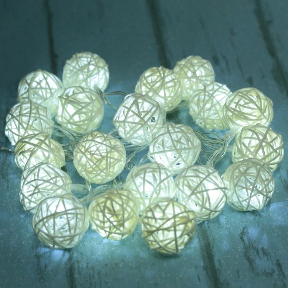 20 Luminaria светодио дный ротанга Мячи фея струнные декоративные огни Батарея