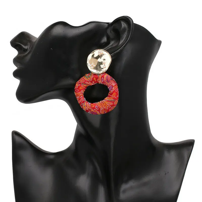 Fashion Women Bohemian Colorful Cloth Round Drop Statement Earrings Jewelry Gift Brand Fine | Украшения и аксессуары