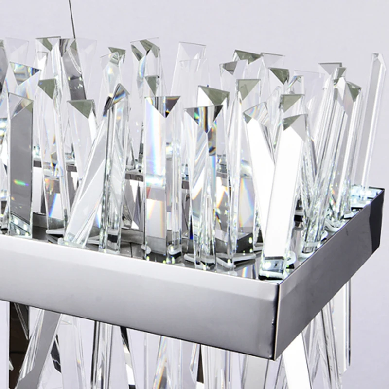 Новинка прямоугольная хрустальная люстра для гостиной Серебряная столовая