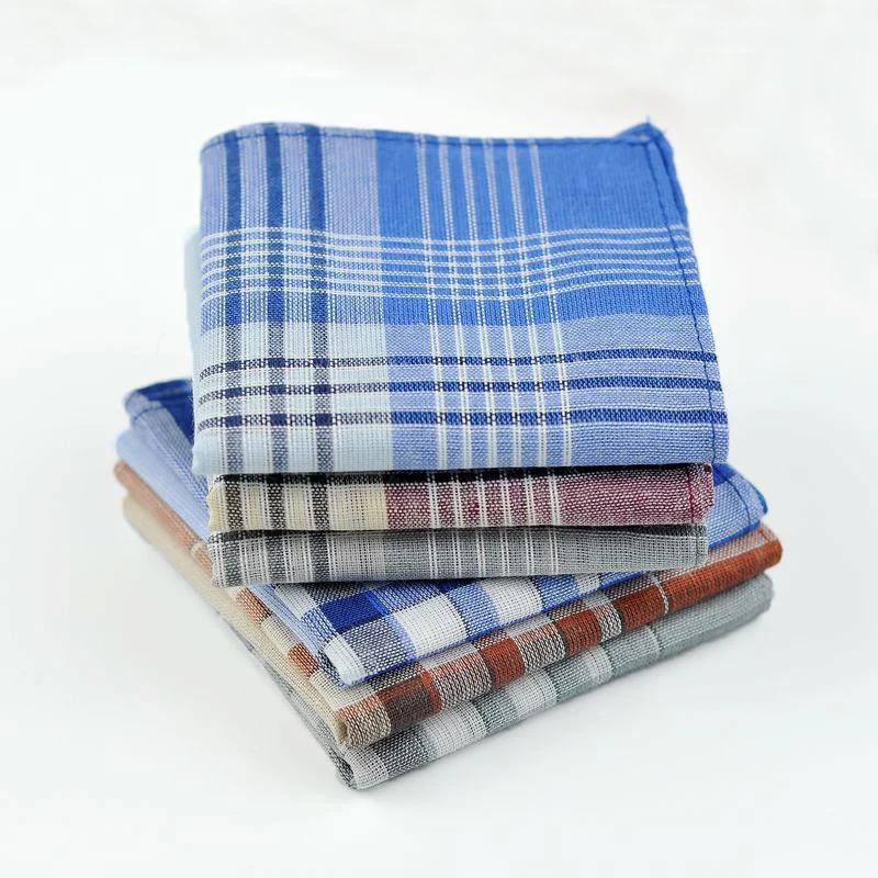 10pcs/lot striped plaid Christmas festival handkerchief cotton Fabric Hanky Party Handkerchiefs Casual unisex Pocket Square | Аксессуары