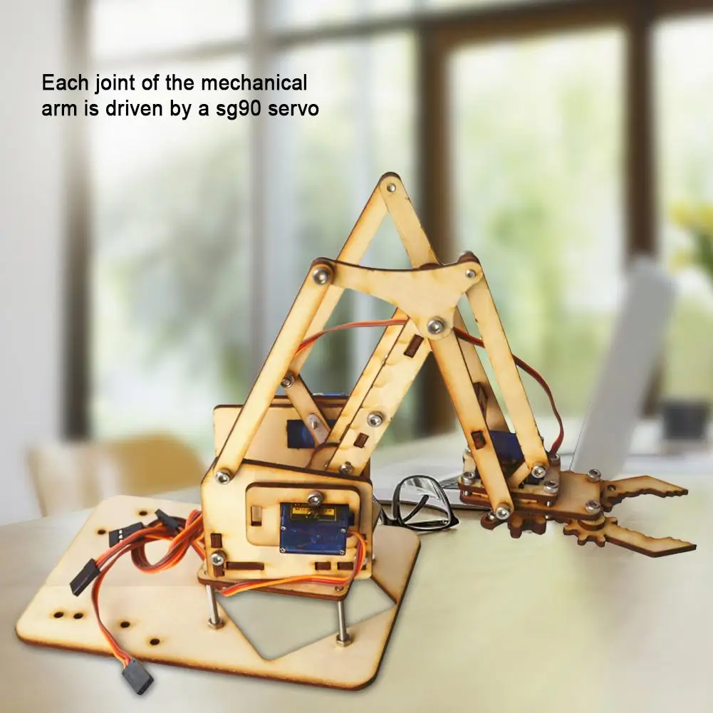 4 dof деревянный Роботизированный механический рычаг sg90 сервопривод для Arduino Raspberry