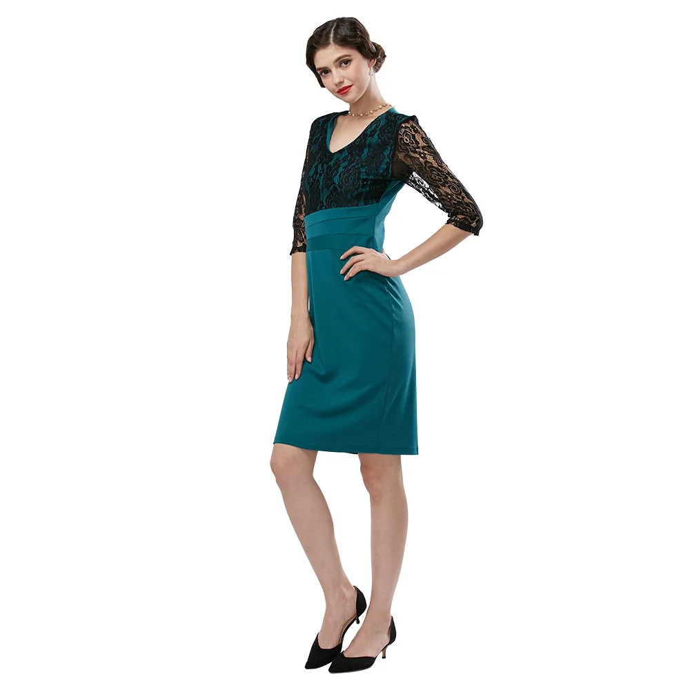 2019 женское платье VESTLINDA элегантное с коротким кружевным рукавом и V-образным