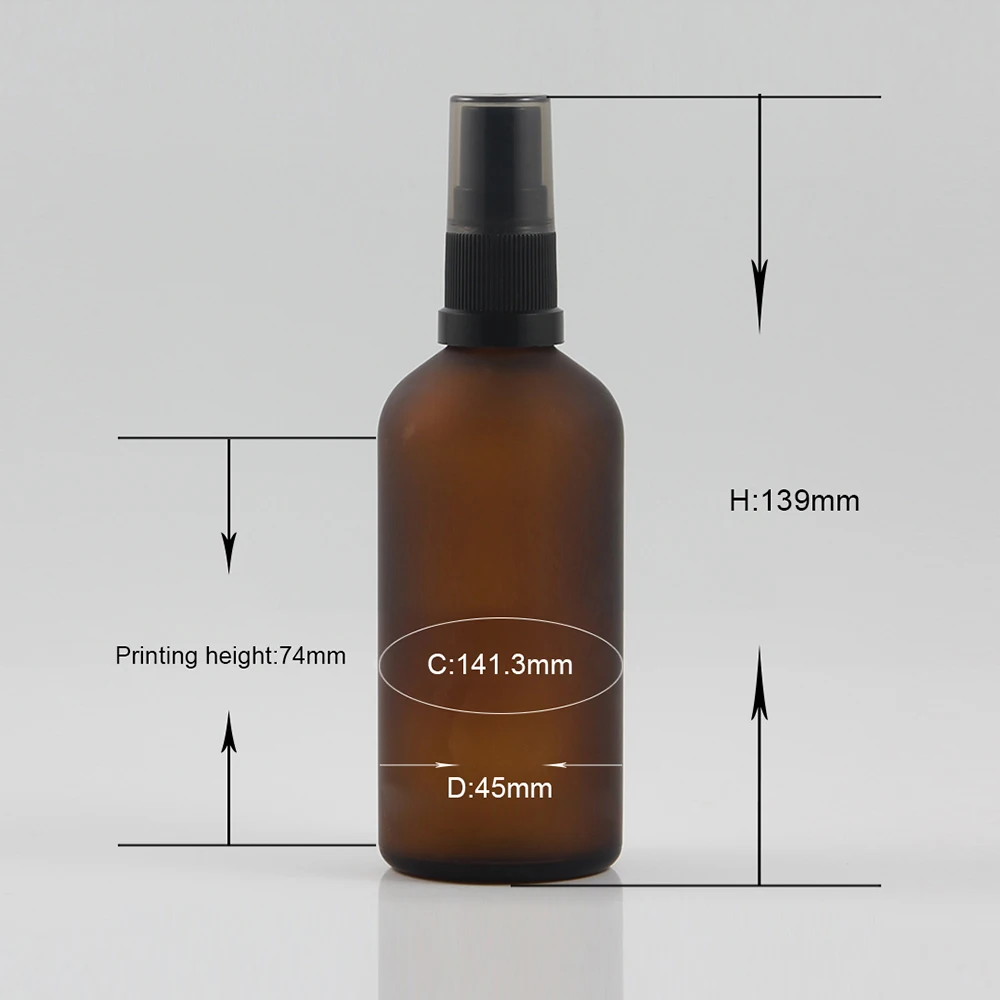 Round frosted amber glass essential oil perfume bottle 100ml empty mist spray with pump | Красота и здоровье
