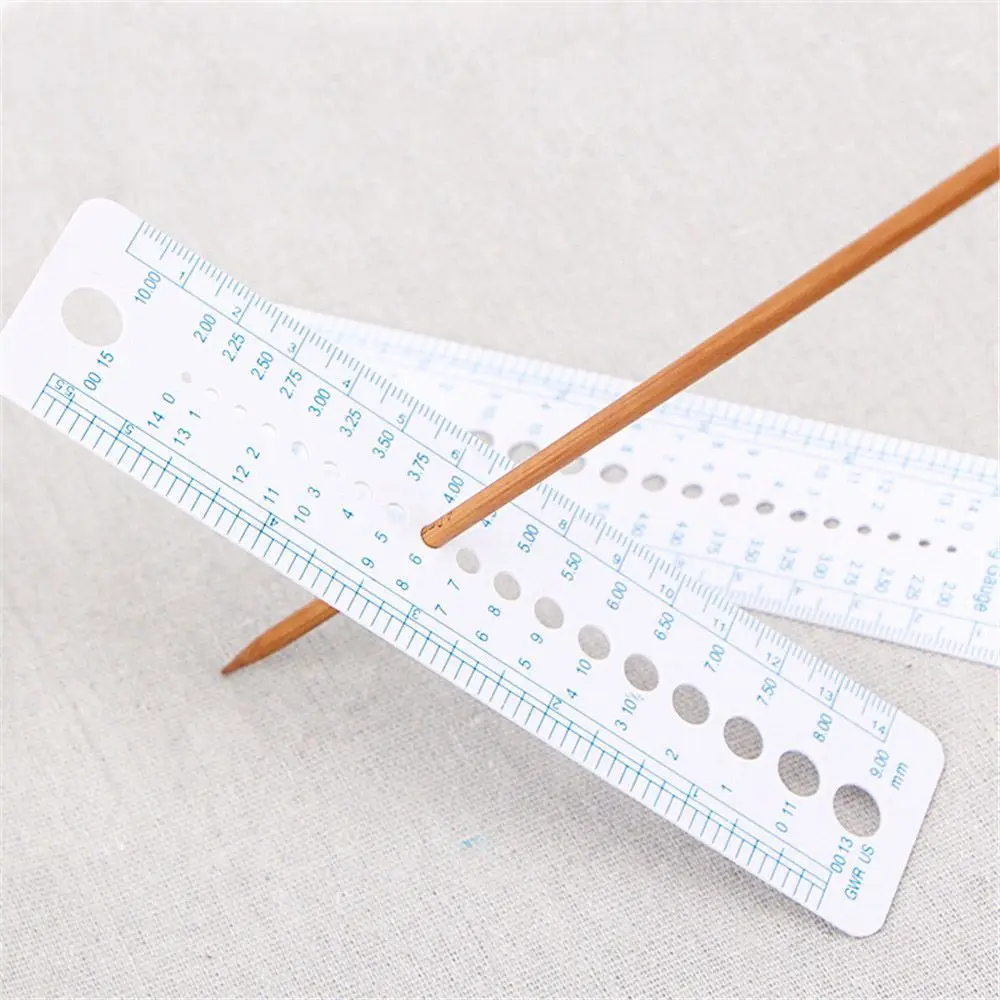 2pcs Plastic Knitting Ruler Needle Gauge Inch Sewing CM 2 10mm Sizer Measure Tools US UK Canada Sizes Design ruler|Линейки| |