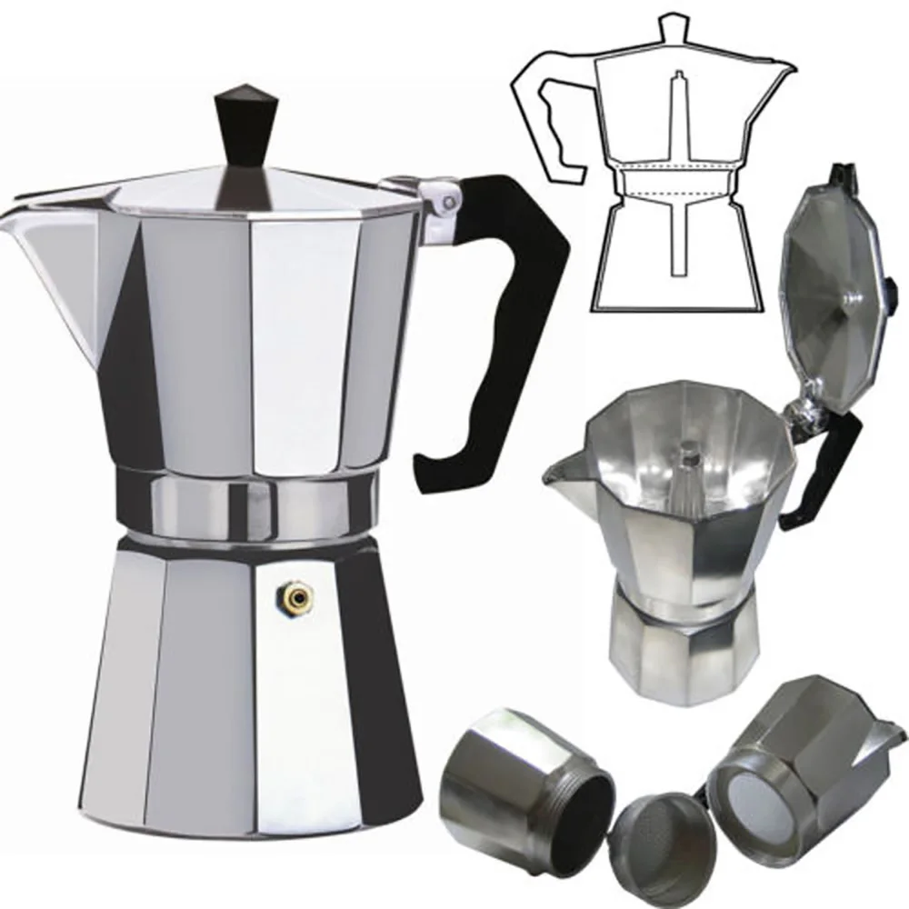 50/100/150/300/450/600ML Бытовая Алюминиевая латте кофе мокко Кофе кухонная плита кофеварка