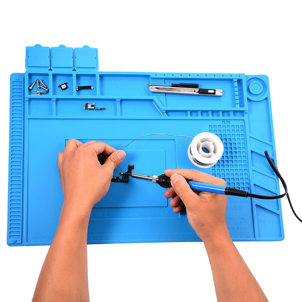 

AFBC S-160 45x30cm Heat Insulation Silicone Pad Desk Mat Maintenance Platform For BGA Soldering Repair Station With Magnetic S