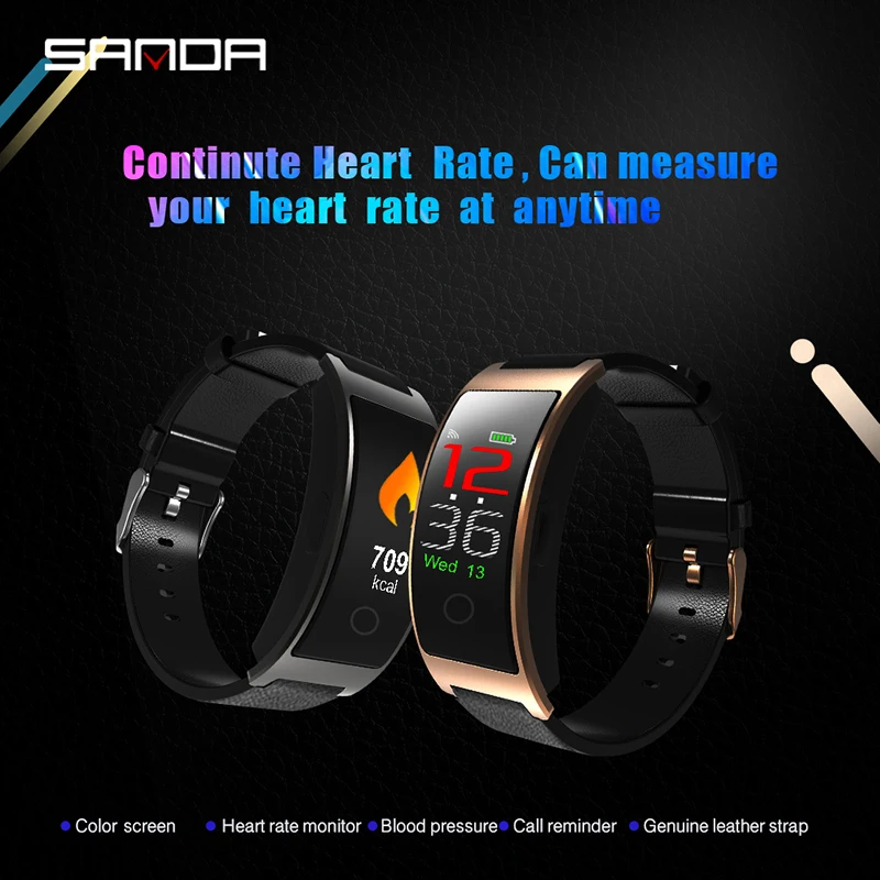 Смарт-часы SANDA CK11 с кожаным ремешком для IOS Android мужские и женские