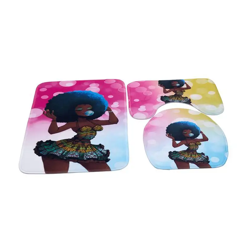 Африканская женщина печатная 3 шт Противоскользящий коврик для ванной набор