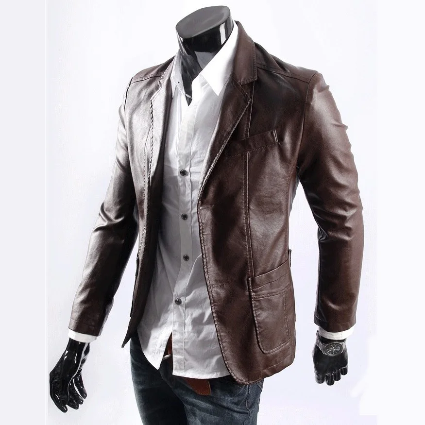 

M-7XL 2020 spring new men's fashion leather men's clothing leather thin PU leather Korean jackets