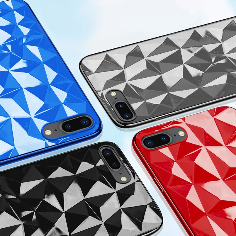 Ультра тонкий прозрачный чехол для iPhone 7 Plus противоударный бампер 3D Алмазный