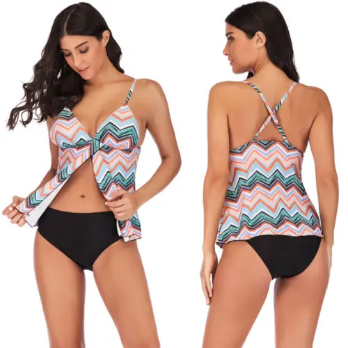 

Women's Plus Size Retro High Waist Bikini Set Top Bottom Padded Swimwear Bathing