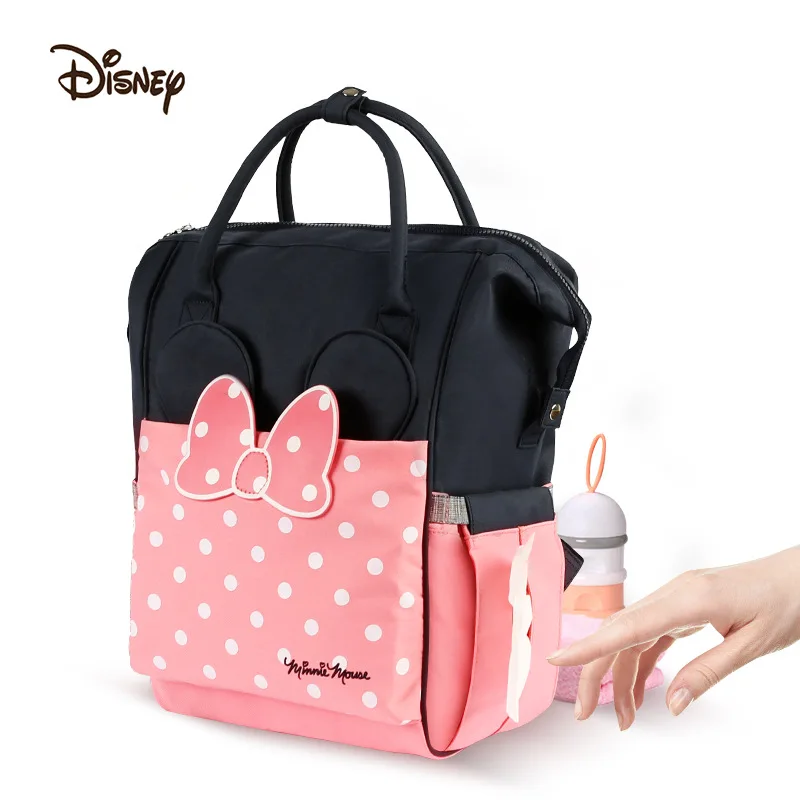 Disney Baby cartoon Minnie Bag Mommy Stroller mom Feeding Diaper backbag Care biberon Insulation Travel Bag 20-35L Wet nappy bag