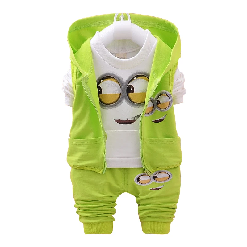 2018 Kids Clothes Minions Baby Boy/girl Clothing Set 3pcs Sport Suit Casual Children T-shirt + Pants+vest Boys Costume Child | Детская