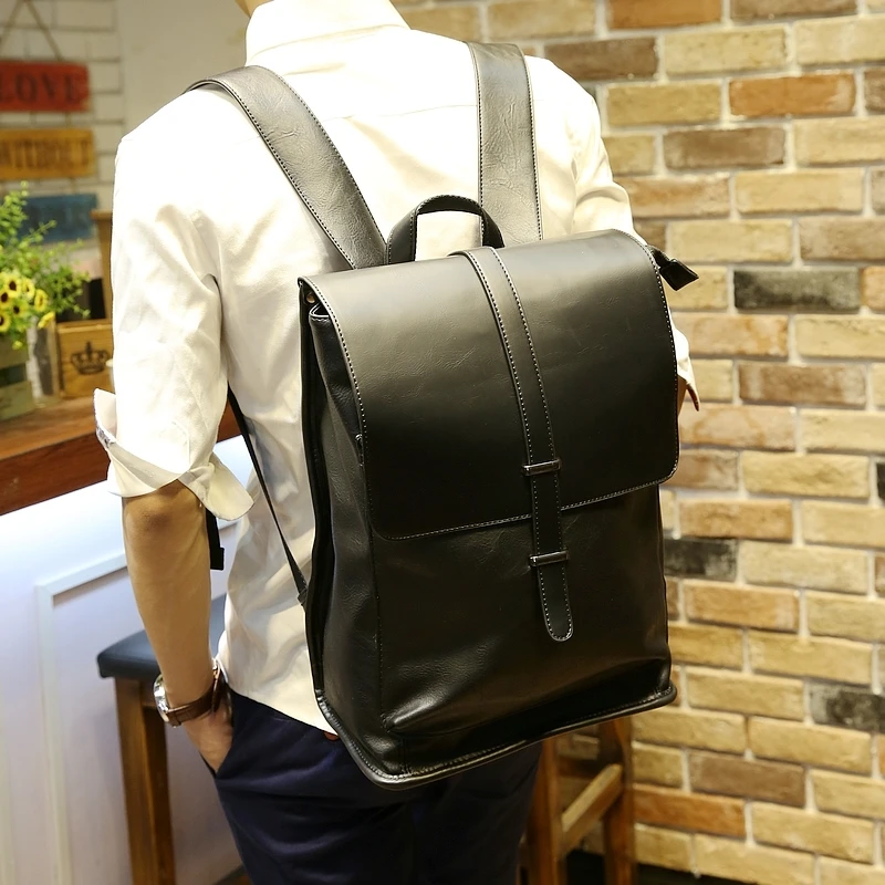 

Men Pu Leather Backpack For Laptop Male Business Mochilas Couro Masculina Motorcycle Back Pack Travel Rucksack School Book Bag