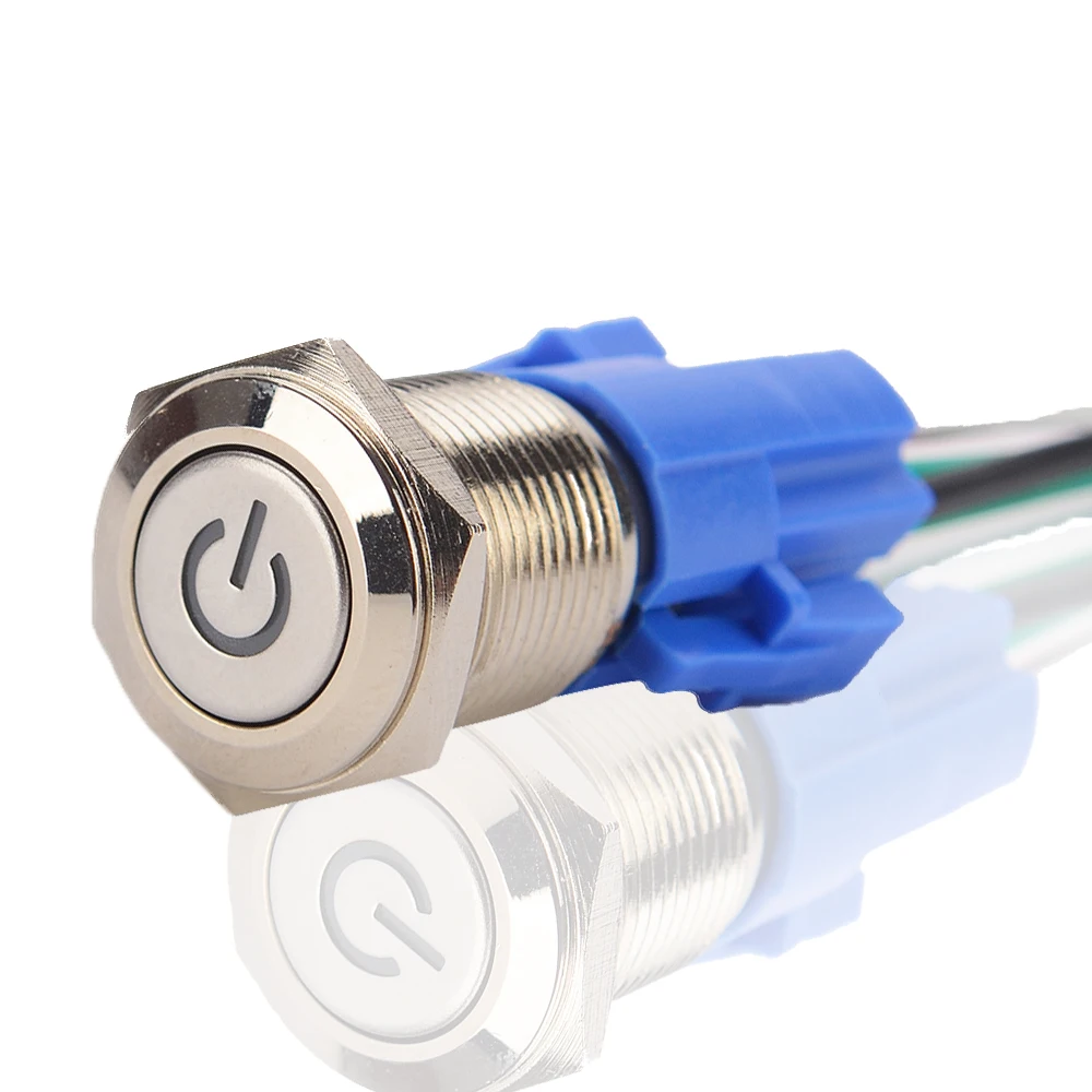 HS 16 мм 12 в автомобильный синий светодиодный металлическая кнопка тумблер разъем