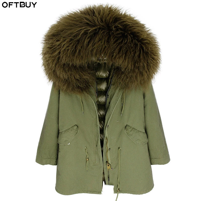 Женская длинная куртка OFBUT парка с натуральным мехом монгольской Овцы и
