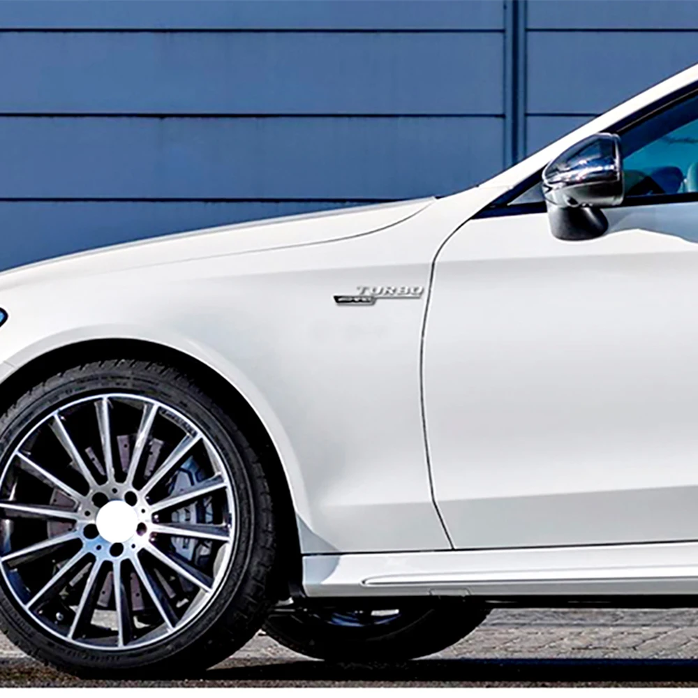 2 шт. TURBO 4matic логотип автомобиля переднее крыло Insignia Стикеры хром для Mercedes Benz AMG W210