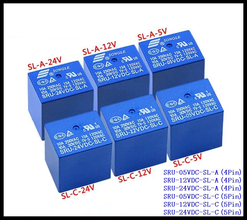 5 шт./лот SONGLE Реле питания SRU-05VDC-SL-C/SRU-12VDC-SL-C/SRU-24VDC-SL-C 5Pin 5В 12В 24В 15А T70 | Обустройство