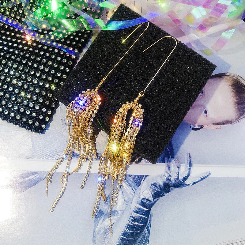 FYUAN Мода длинной кисточкой стразы серьги для женщин новые 2019 Bijoux (украшения